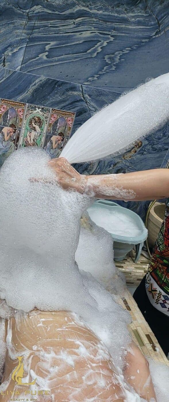Traditional black soap foam treatment